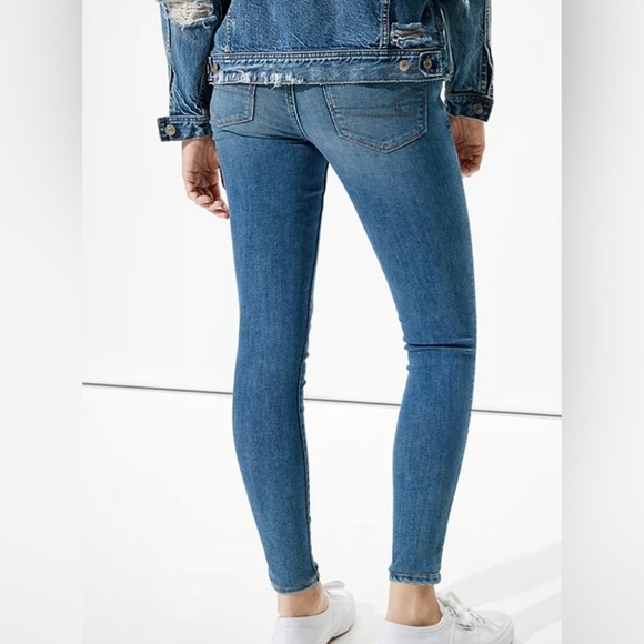 AMERICAN EAGLE SHORT LOW RIDE NEXT LEVEL STRETCH BRILL BLUE JEGGINGS - 0, 25W - Picture 2 of 7